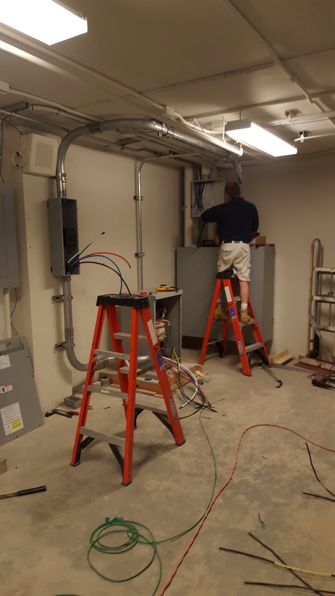 Garden State electrician wiring a commercial mechanical room
