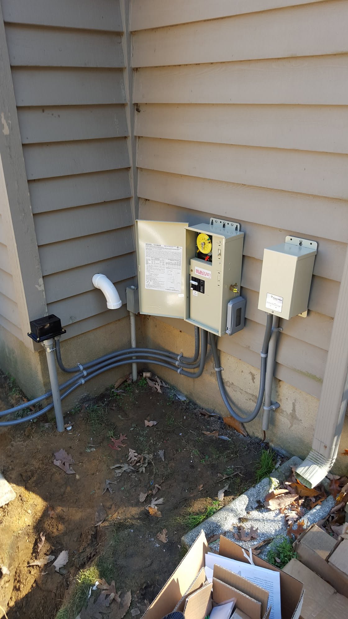 Completed pool equipment sub-panel and controls installation
